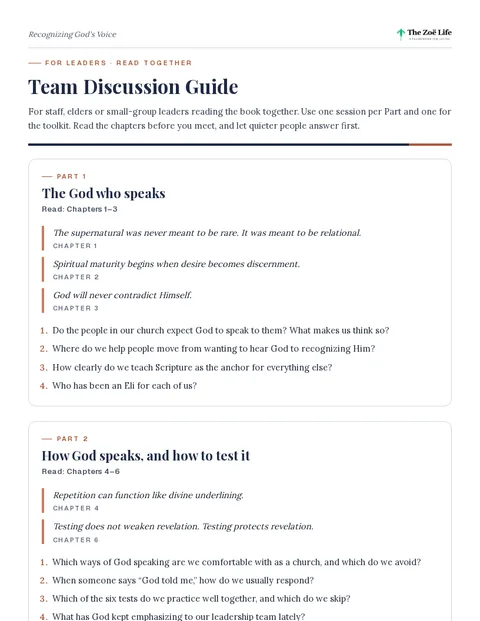 First page of Team Discussion Guide