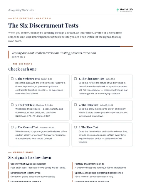 First page of The Six Discernment Tests