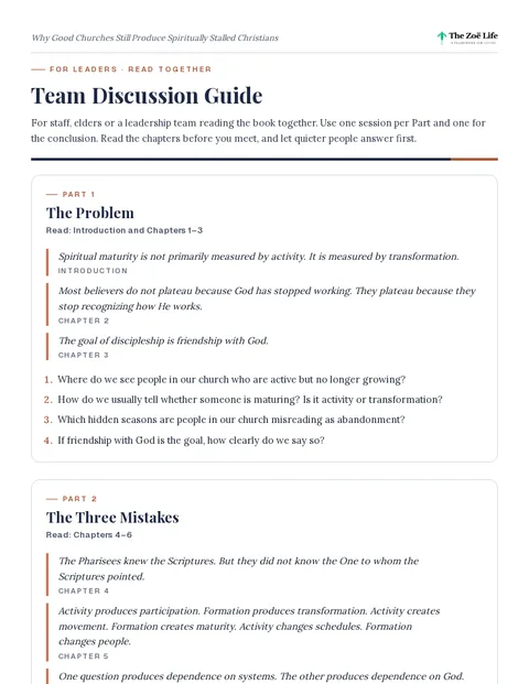 First page of Team Discussion Guide