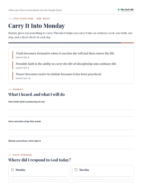 First page of Carry It Into Monday
