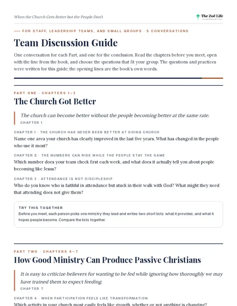 First page of Team Discussion Guide