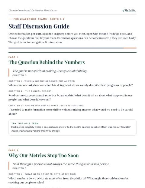 First page of Staff Discussion Guide