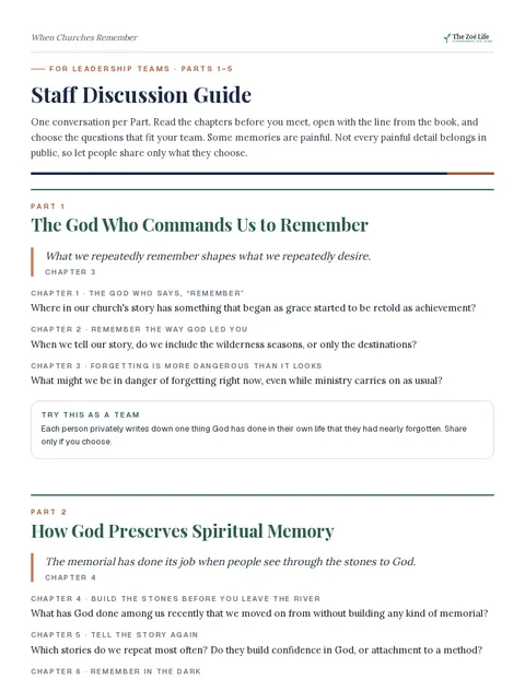 First page of Staff Discussion Guide